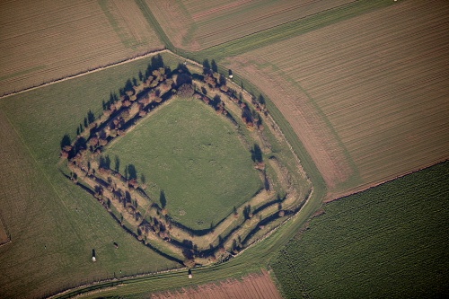 Aerial image of Honington hill fort.