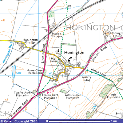 1:25,000 map of Honington